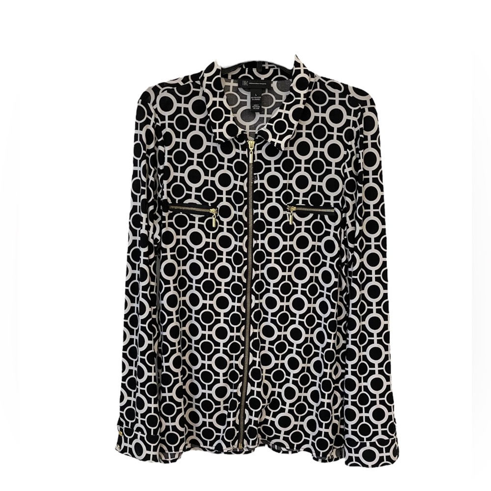 Versatile Zip Front Geometric Shirt/Jacket - image 1